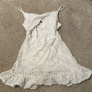 SHEIN WYWH Twist Front Cut Out Ruffle Hem Schiffy Cami Dress